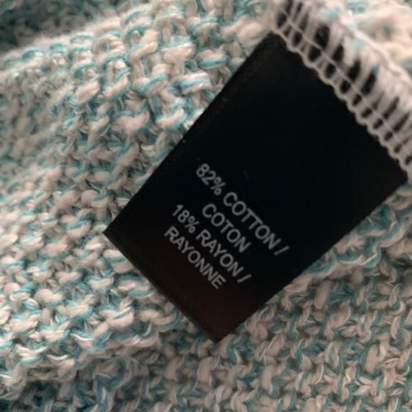 Parkhurst (Made in Canada) teal /white spring COTTON  knit sweater US L - Picture 4 of 4
